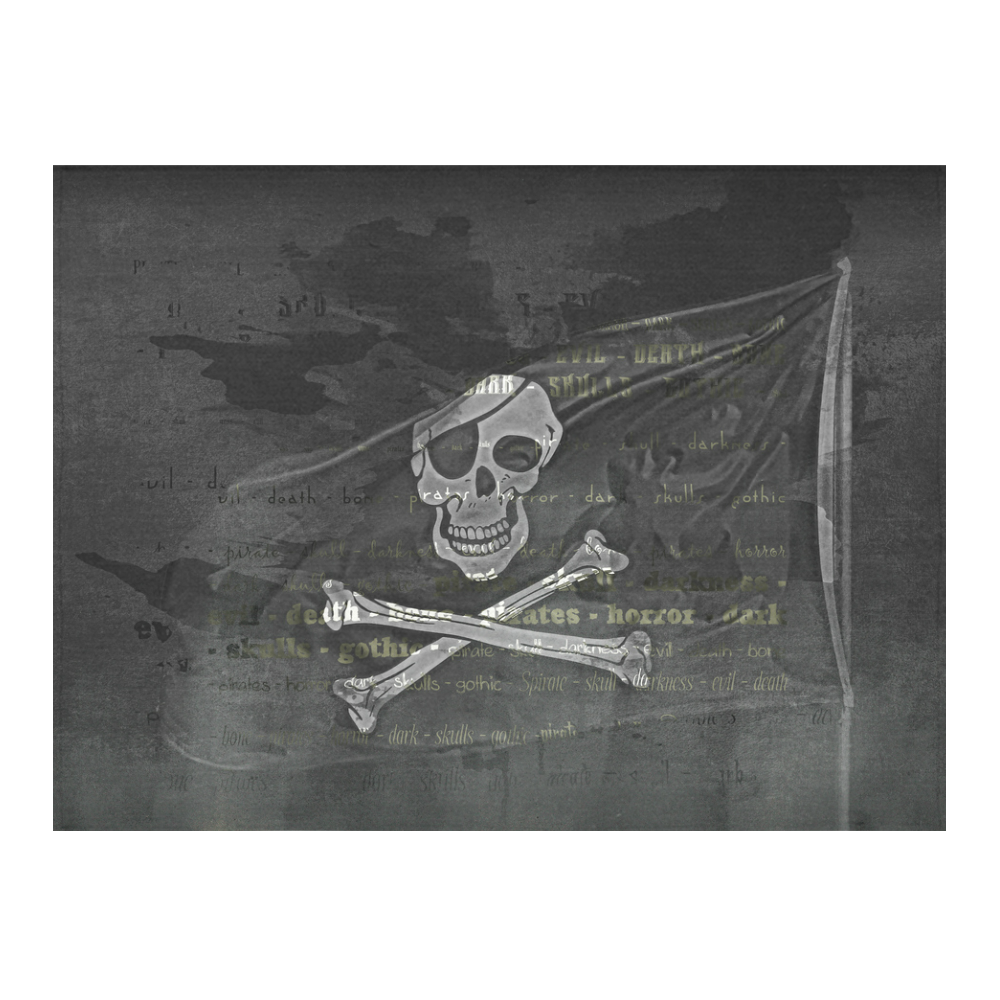 Vintage Skull Pirates Flag Cotton Linen Tablecloth 52"x 70"