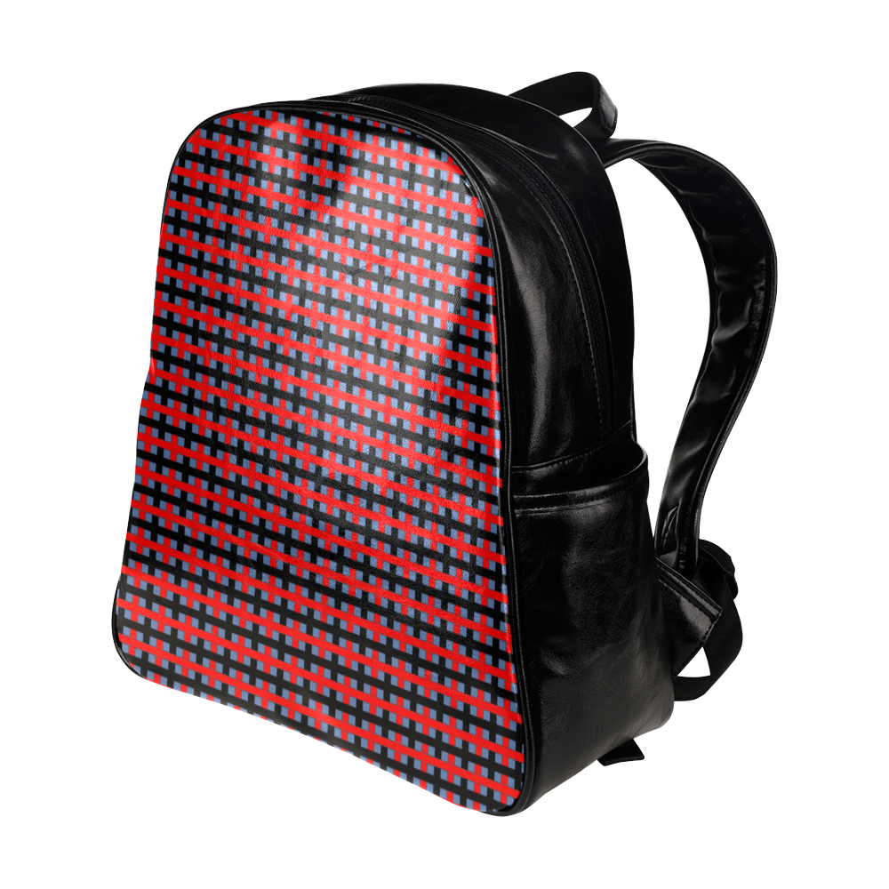 RED CHECKER Multi-Pockets Backpack (Model 1636)