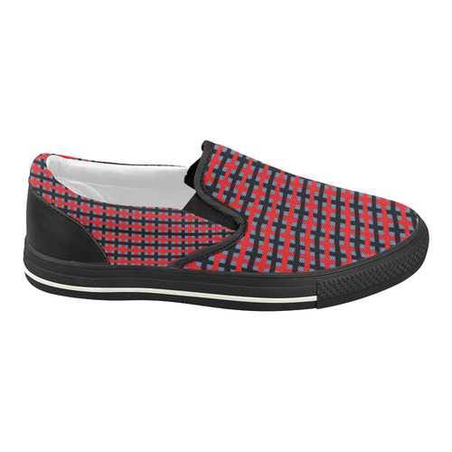 RED CHECKER Women's Slip-on Canvas Shoes (Model 019)