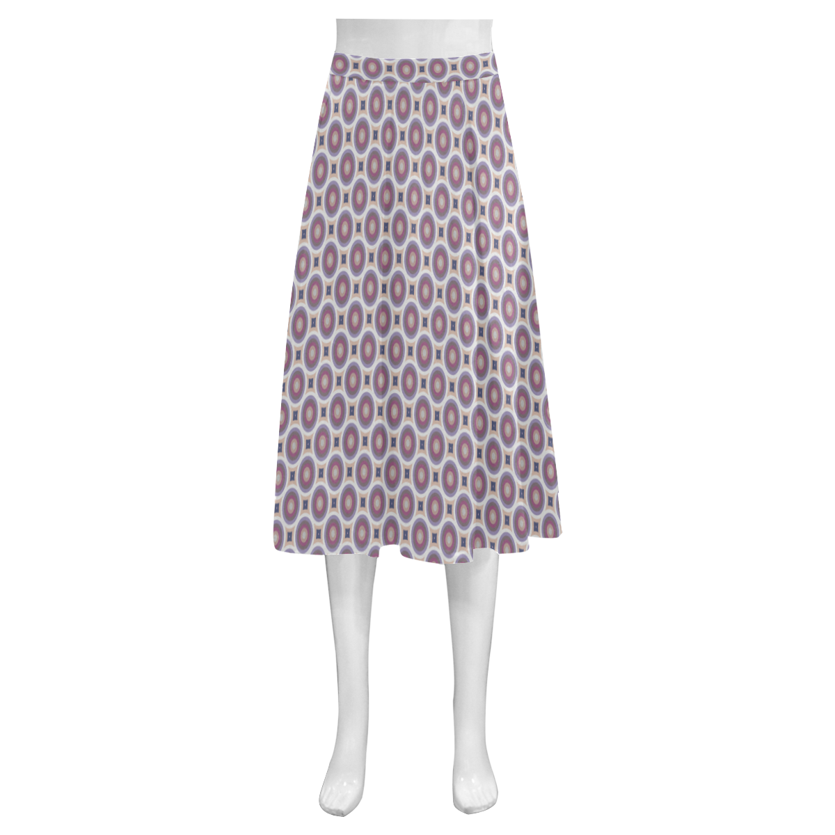 purple geometric pattern Mnemosyne Women's Crepe Skirt (Model D16)