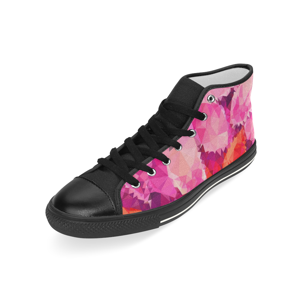 Geometric Magenta Garden Men’s Classic High Top Canvas Shoes (Model 017)