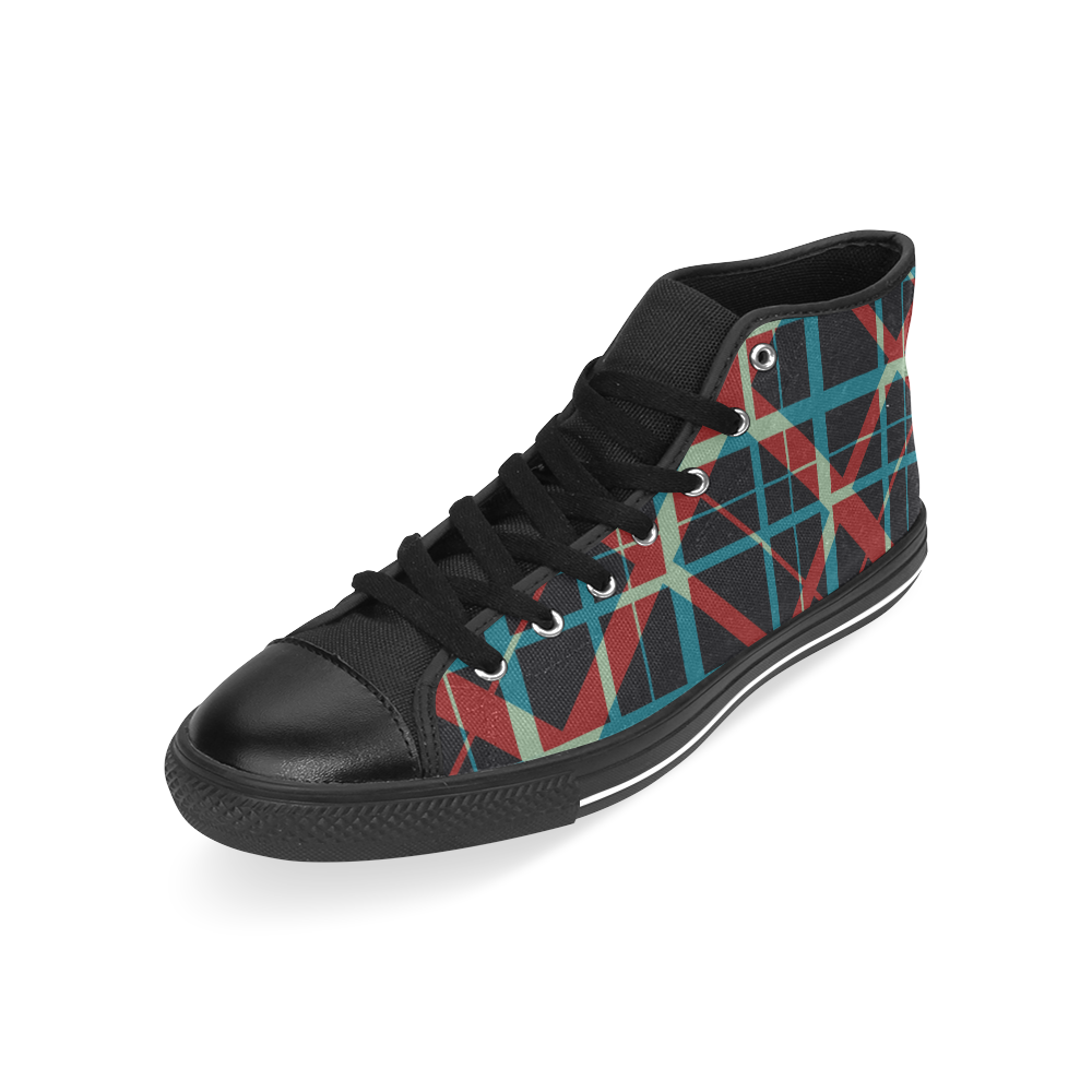 Plaid I hipster style Men’s Classic High Top Canvas Shoes /Large Size (Model 017)