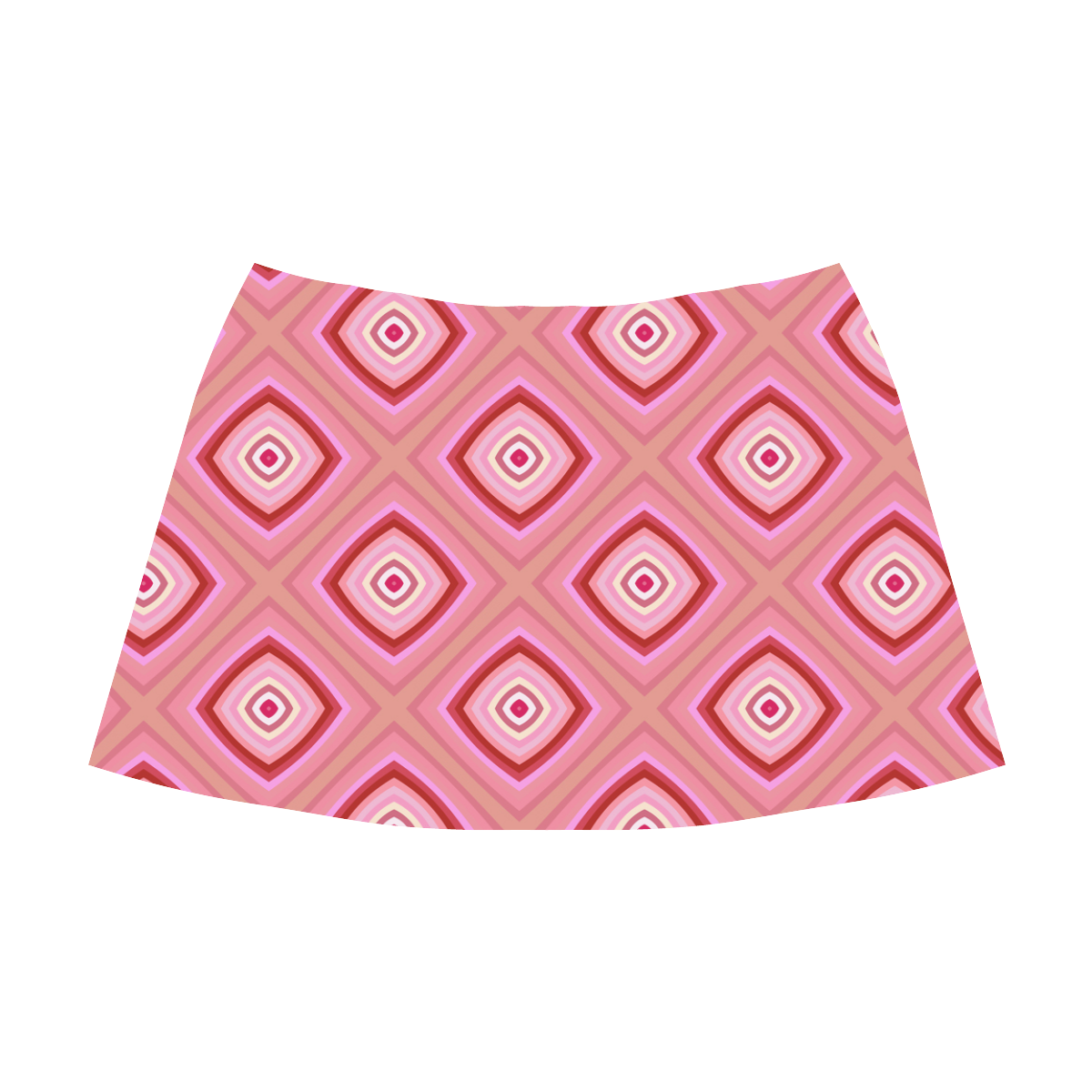 pink and red  geometric pattern Mnemosyne Women's Crepe Skirt (Model D16)