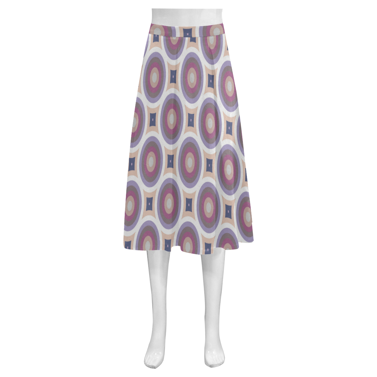 purple geometric pattern Mnemosyne Women's Crepe Skirt (Model D16)