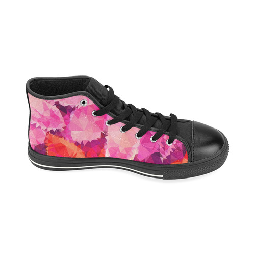 Geometric Magenta Garden High Top Canvas Women's Shoes/Large Size (Model 017)