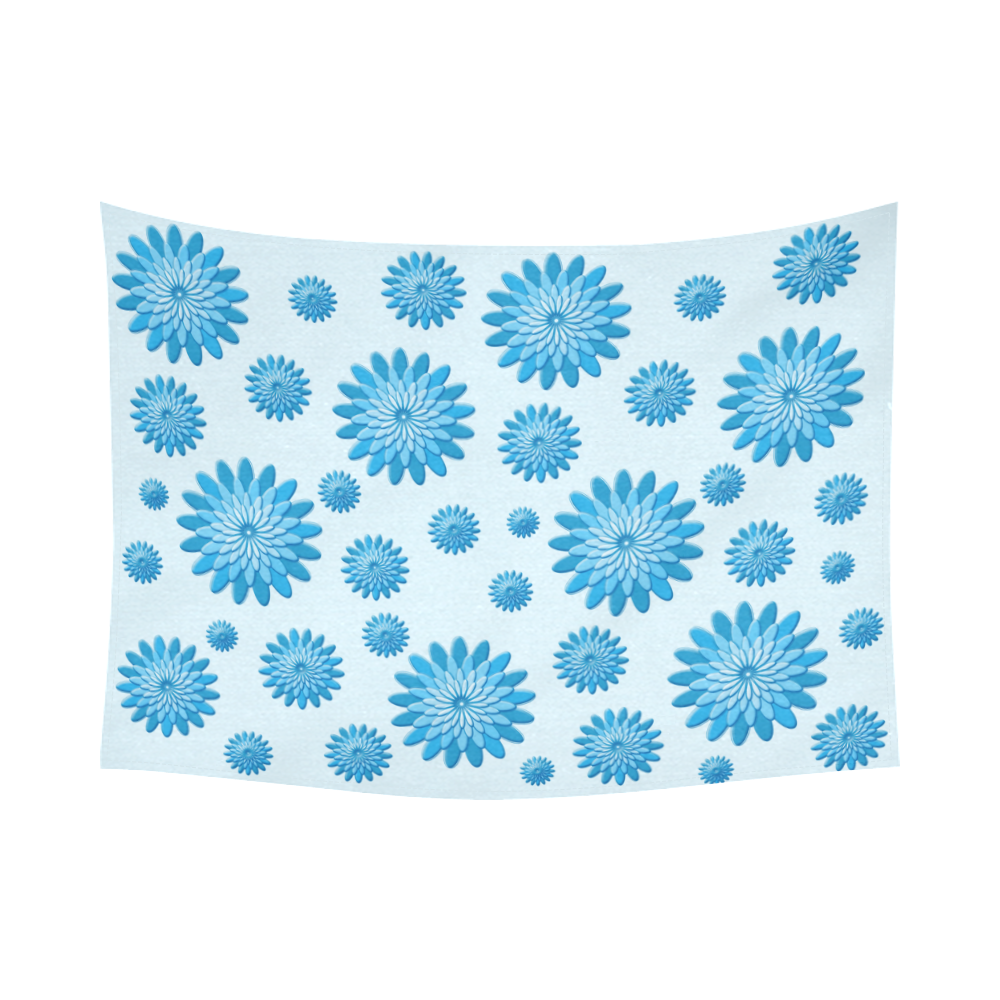 blue flowers Cotton Linen Wall Tapestry 80"x 60"