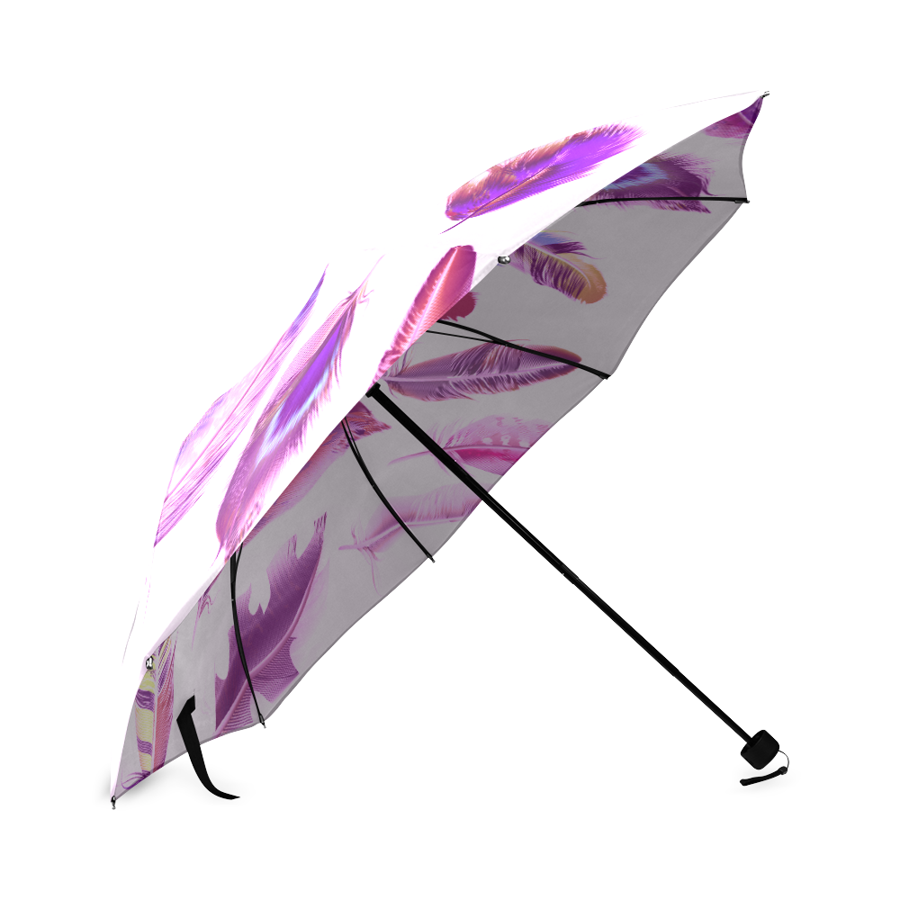 Pink wild boho feathers Designers Umbrella for rainy weather. WE LOVE FEATHERS! 2016 Edition Foldable Umbrella (Model U01)