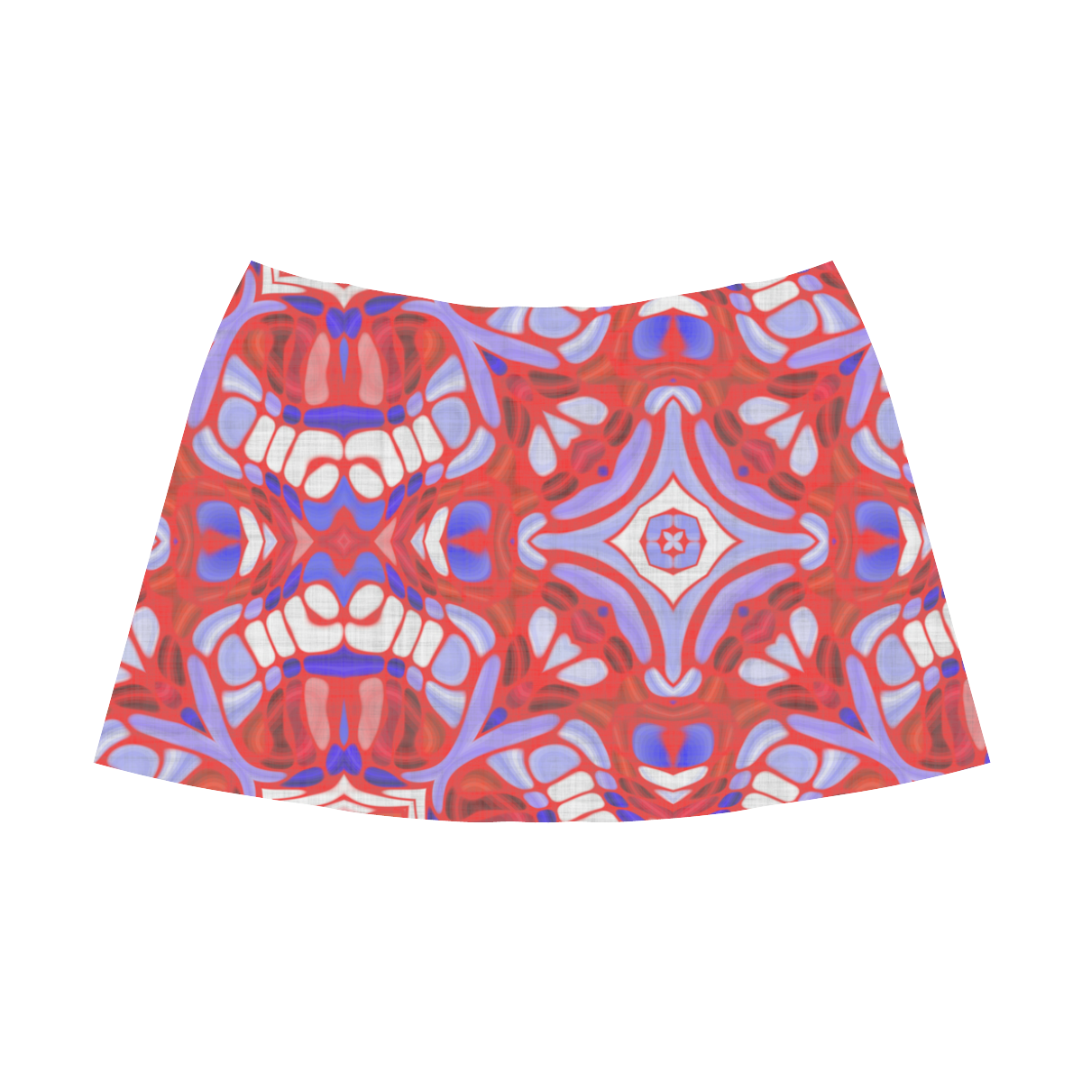 Red Whote and Blue Geometric Pattern Mnemosyne Women's Crepe Skirt (Model D16)