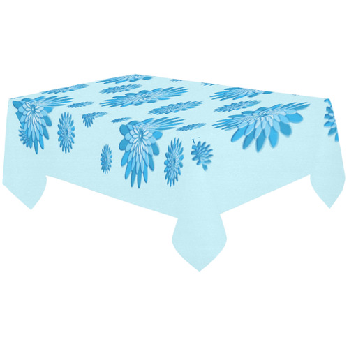 blue flowers Cotton Linen Tablecloth 60"x120"
