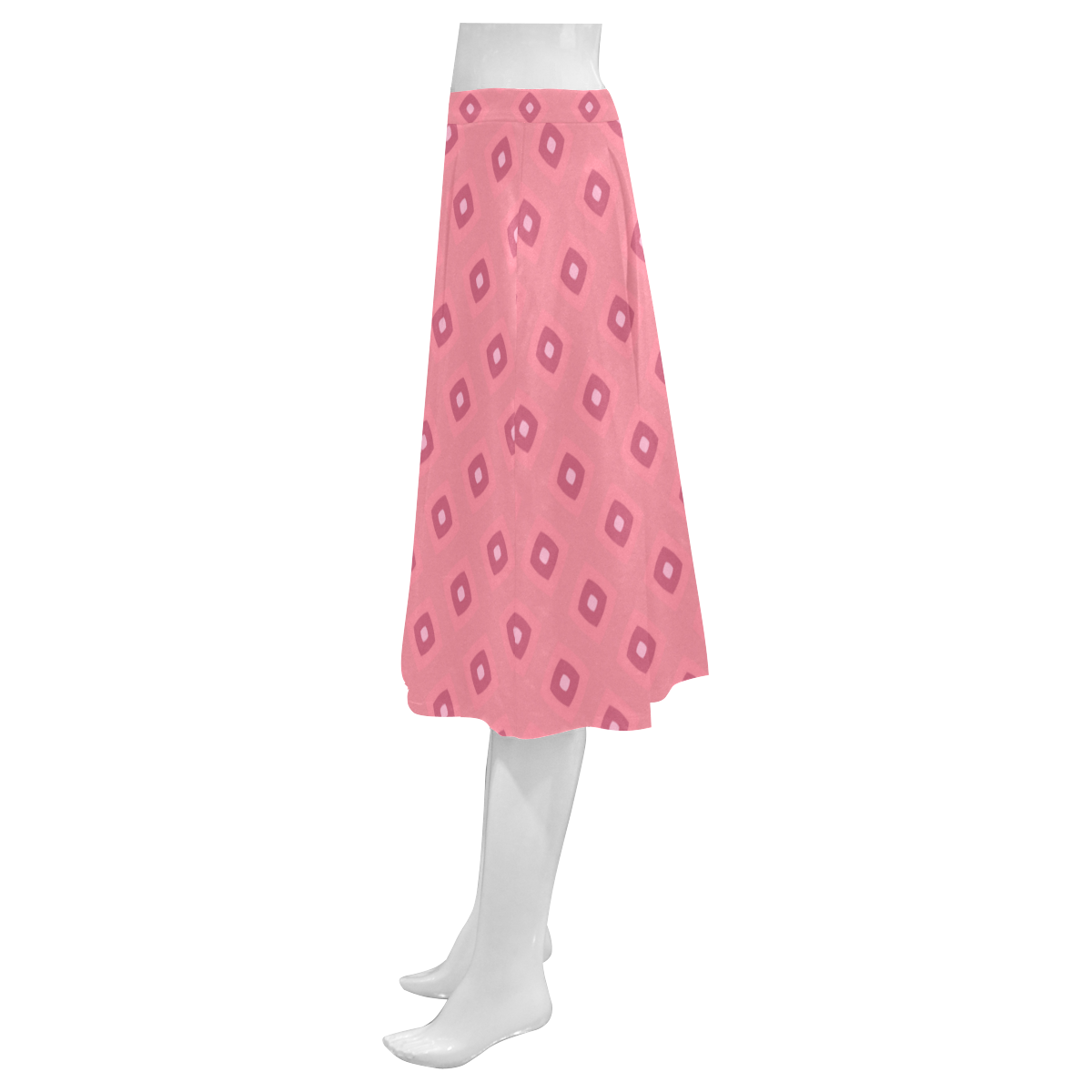pink geometric pattern Mnemosyne Women's Crepe Skirt (Model D16)