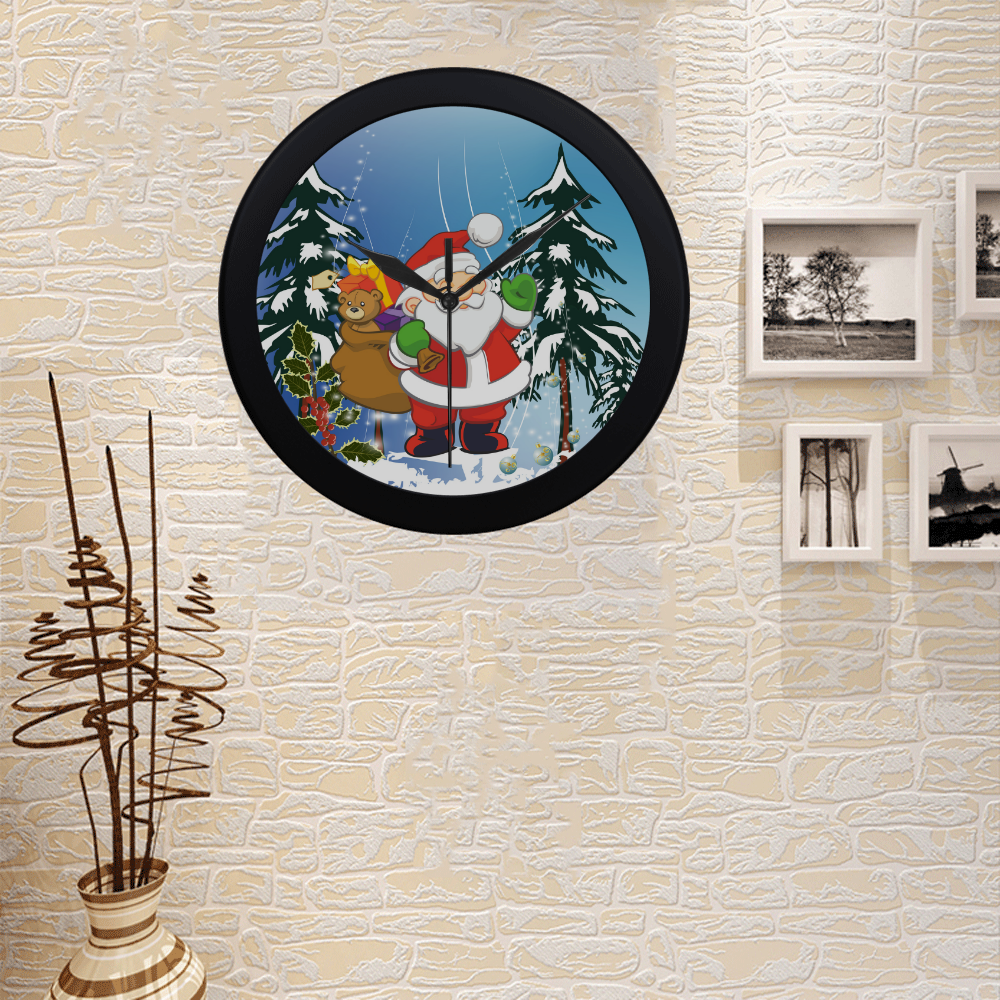 Cute Santa Claus Circular Plastic Wall clock