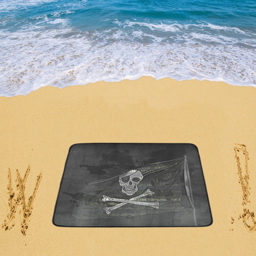 Vintage Skull Pirates Flag Beach Mat 78"x 60"
