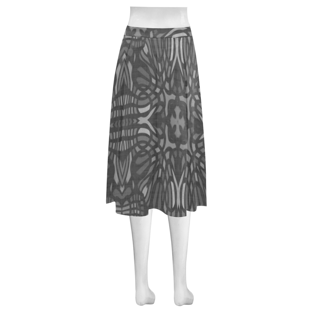 gray abstract Mnemosyne Women's Crepe Skirt (Model D16)