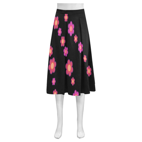 Pink Blossom Flowers Mnemosyne Women's Crepe Skirt (Model D16)