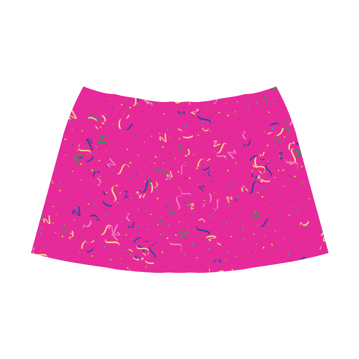 Confetti and  Party Streamers on Pink Mnemosyne Women's Crepe Skirt (Model D16)