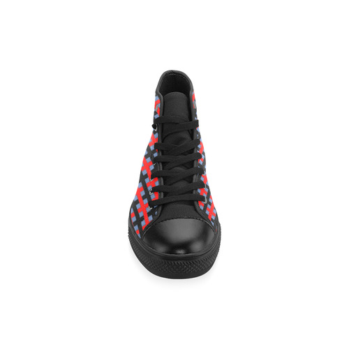 RED CHECKER Men’s Classic High Top Canvas Shoes /Large Size (Model 017)