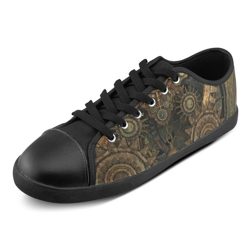 Rusty vintage steampunk metal gears and pipes Canvas Shoes for Women/Large Size (Model 016)