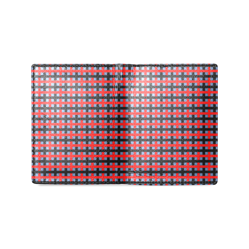 RED CHECKER Men's Leather Wallet (Model 1612)