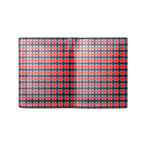 RED CHECKER Men's Leather Wallet (Model 1612)