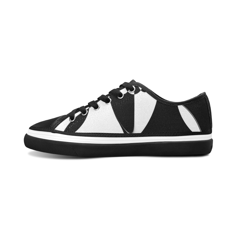 Black and White Check Flower Women's Canvas Zipper Shoes/Large Size (Model 001)