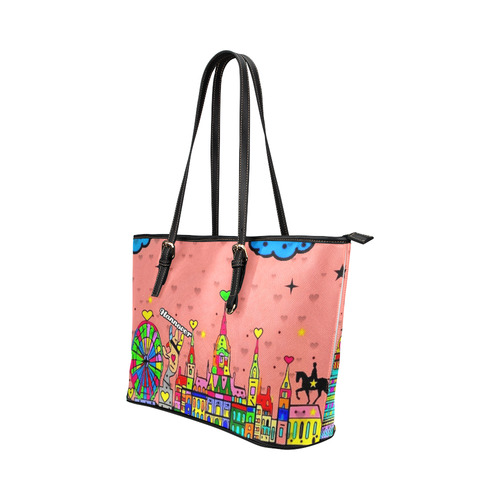 Hannover Popart by Nico Bielow Leather Tote Bag/Small (Model 1651)