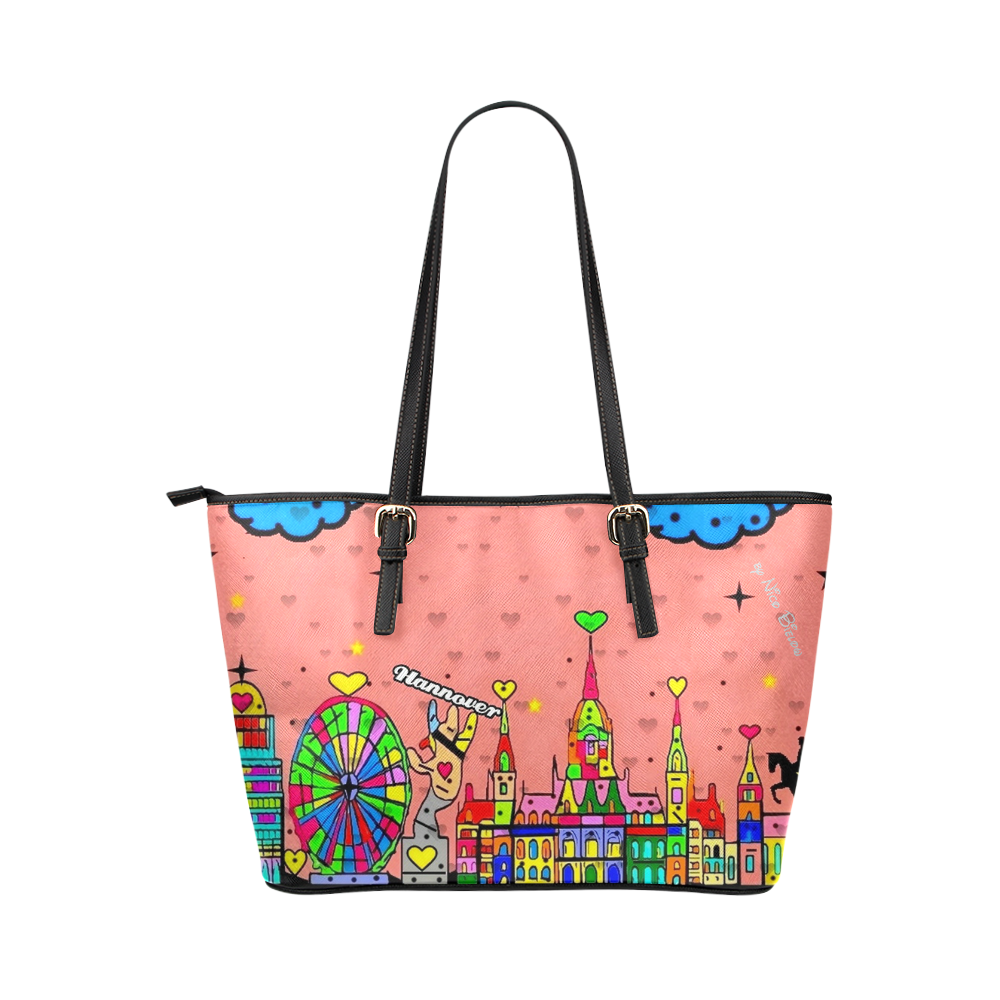 Hannover Popart by Nico Bielow Leather Tote Bag/Small (Model 1651)