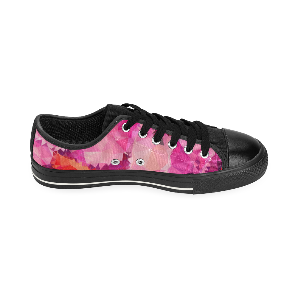 Geometric Magenta Garden Canvas Women's Shoes/Large Size (Model 018)