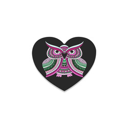 Beautiful Pink Green Ethnic Owl Nature Heart Coaster