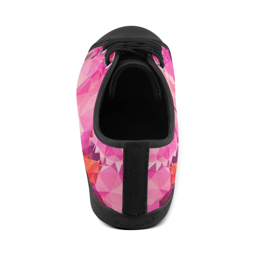 Geometric Magenta Garden Canvas Shoes for Women/Large Size (Model 016)