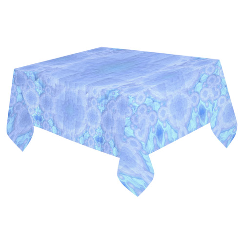 Blue Pastel Mandala Cotton Linen Tablecloth 52"x 70"