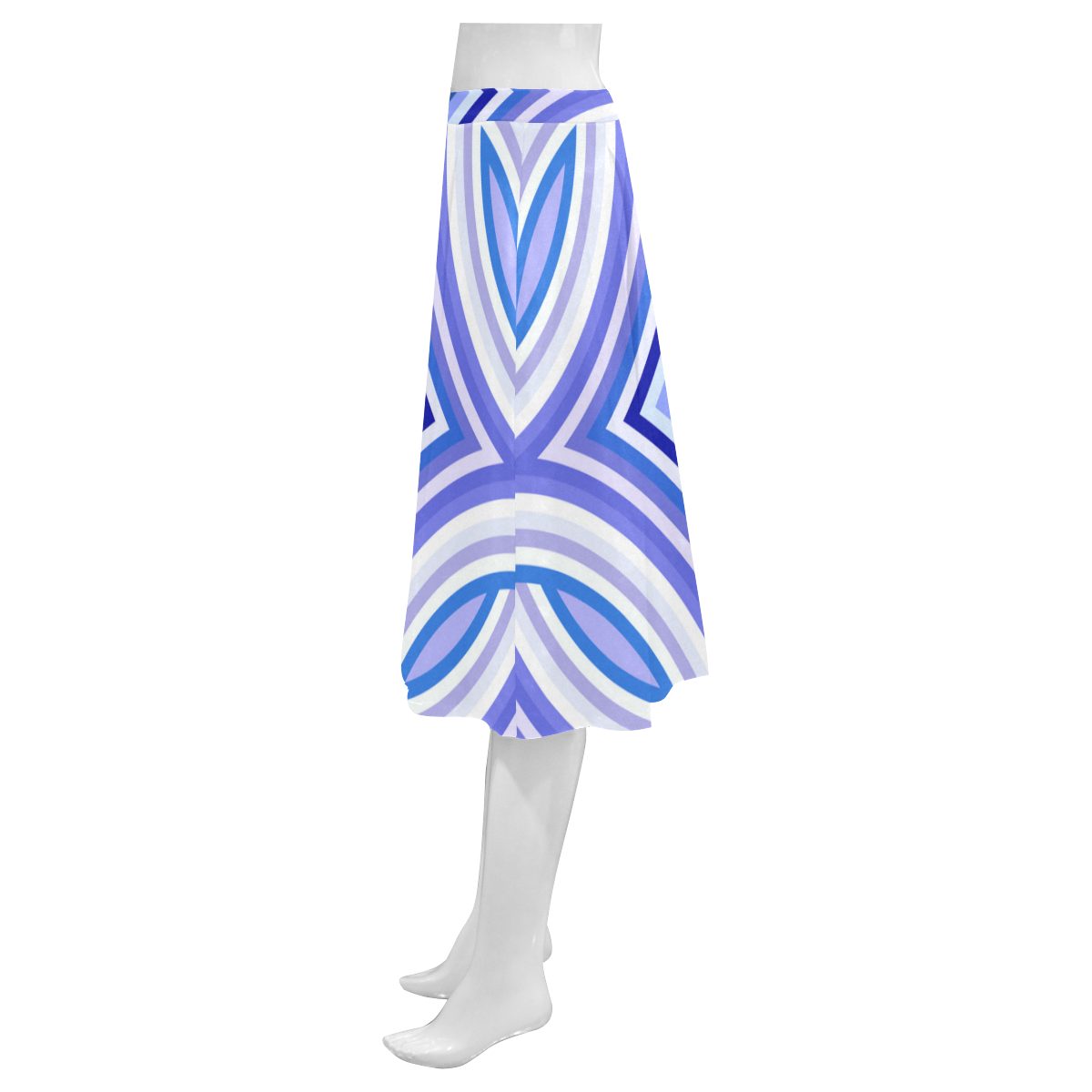 Turquoise Diamond pattern Mnemosyne Women's Crepe Skirt (Model D16)