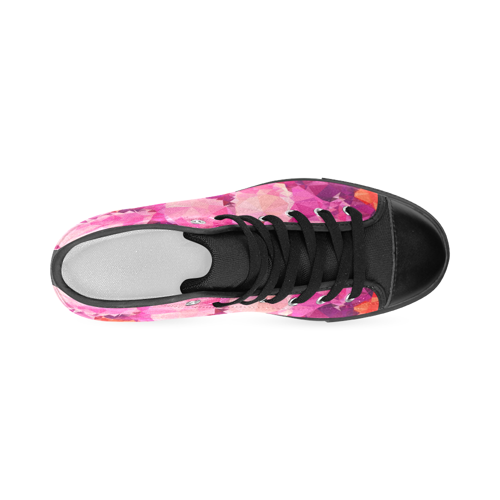 Geometric Magenta Garden Women's Classic High Top Canvas Shoes (Model 017)