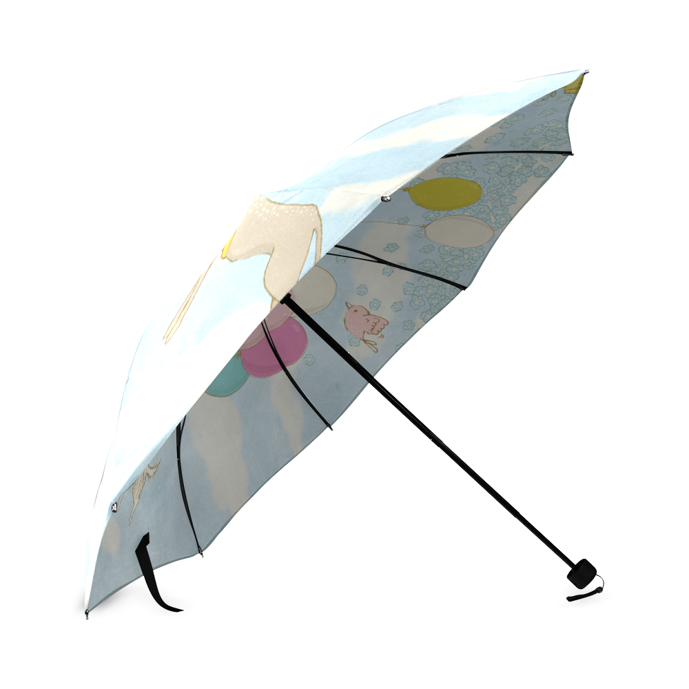 Flight dog flower bird- Lovely watercolor illustration Foldable Umbrella (Model U01)