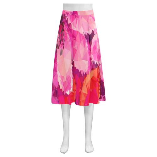 Geometric Magenta Garden Mnemosyne Women's Crepe Skirt (Model D16)