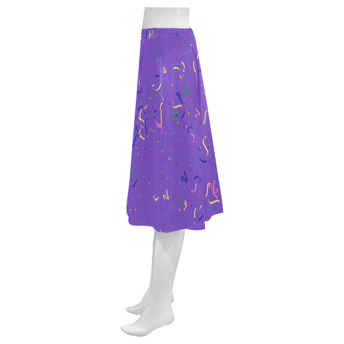 Confetti and  Party Streamers on Purple Mnemosyne Women's Crepe Skirt (Model D16)