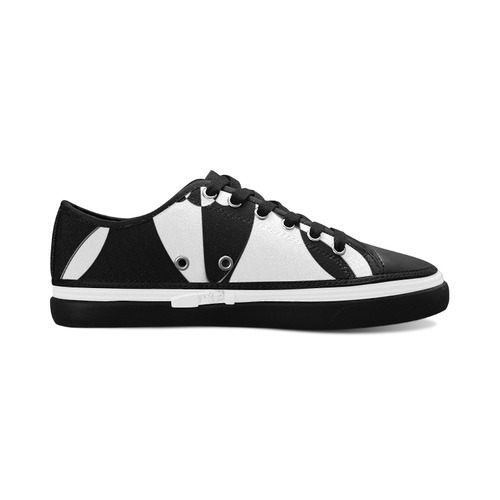 Black and White Check Flower Women's Canvas Zipper Shoes/Large Size (Model 001)
