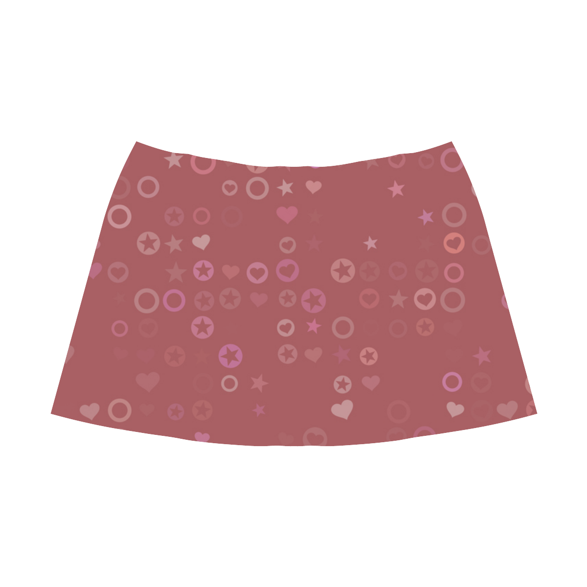 hearts and stars pink Mnemosyne Women's Crepe Skirt (Model D16)