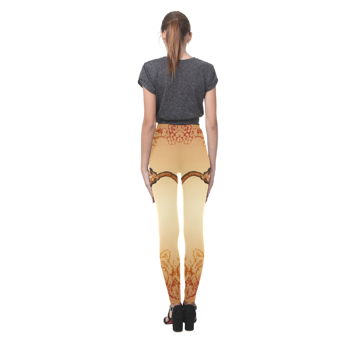 Cute giraffe with young giraffe Cassandra Women's Leggings (Model L01)