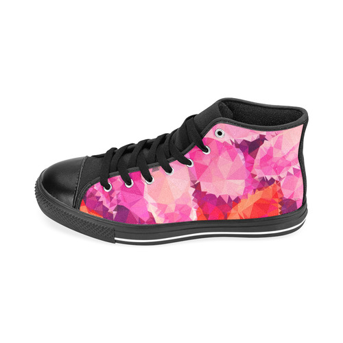 Geometric Magenta Garden Men’s Classic High Top Canvas Shoes /Large Size (Model 017)