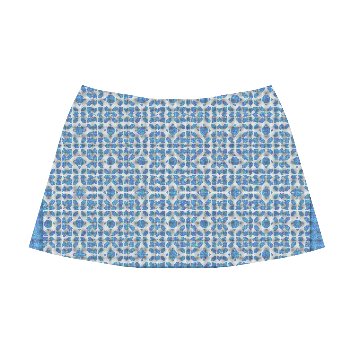blue and white abstract Mnemosyne Women's Crepe Skirt (Model D16)