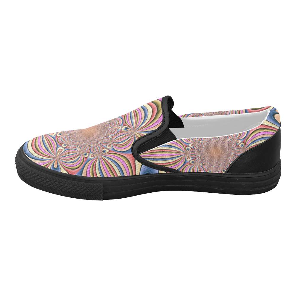 Pastel Shades Flower Ornament Women's Slip-on Canvas Shoes (Model 019)