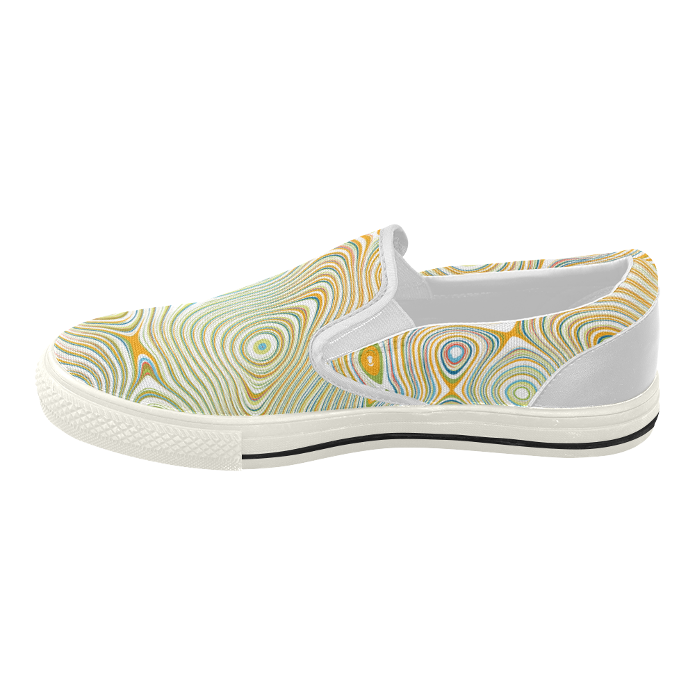 Multicolor Fluent Circle Women's Slip-on Canvas Shoes (Model 019)