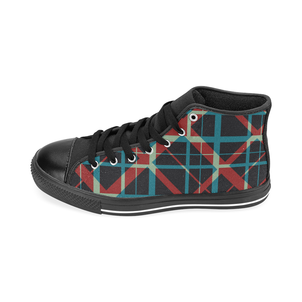 Plaid I hipster style Men’s Classic High Top Canvas Shoes /Large Size (Model 017)