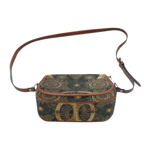 Rusty vintage steampunk metal gears and pipes Saddle Bag/Small (Model 1649) Full Customization
