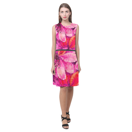 Geometric Magenta Garden Eos Women's Sleeveless Dress (Model D01)