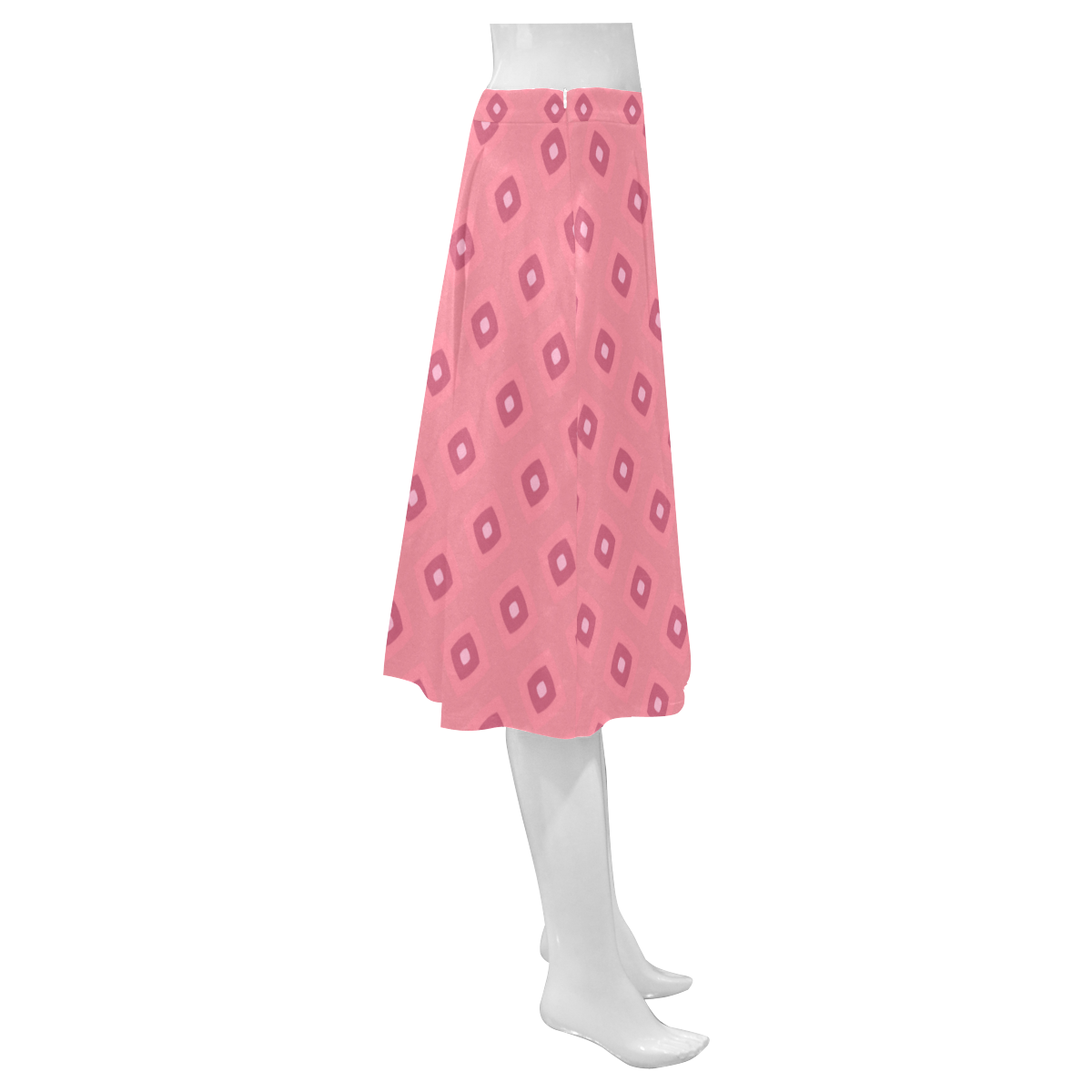 pink geometric pattern Mnemosyne Women's Crepe Skirt (Model D16)