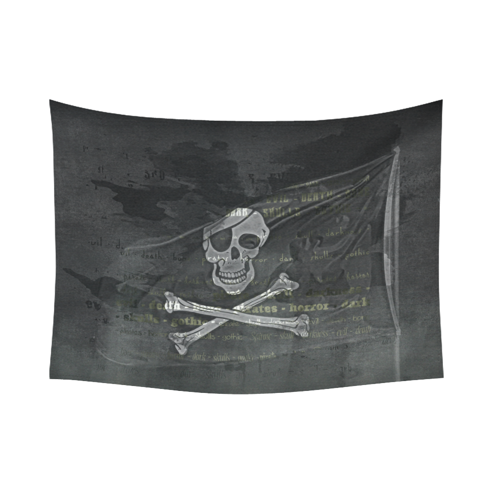 Vintage Skull Pirates Flag Cotton Linen Wall Tapestry 80"x 60"