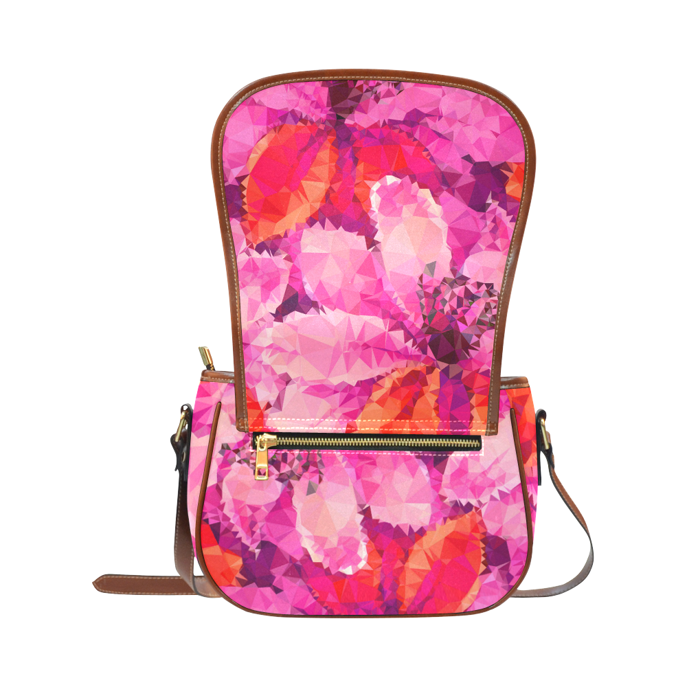 Geometric Magenta Garden Saddle Bag/Large (Model 1649)