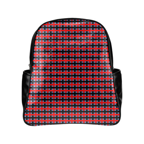 RED CHECKER Multi-Pockets Backpack (Model 1636)