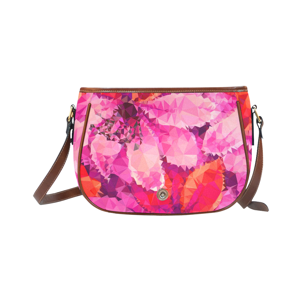 Geometric Magenta Garden Saddle Bag/Small (Model 1649) Full Customization